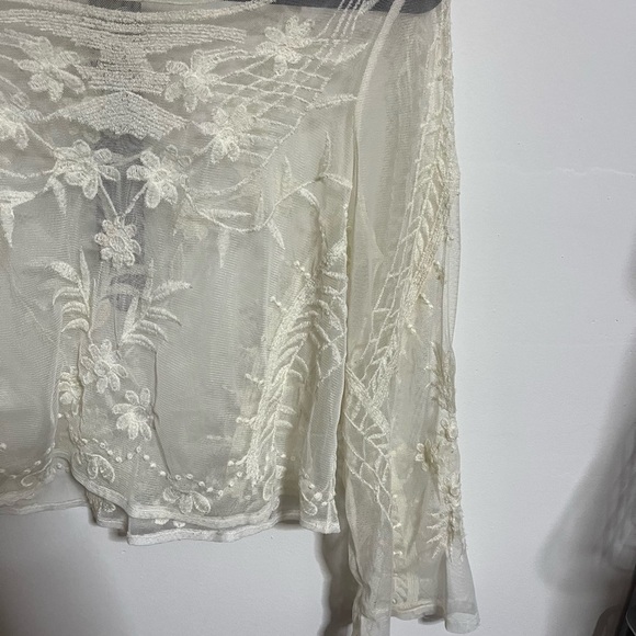 Off White Sheer Crop Top - Picture 3 of 6